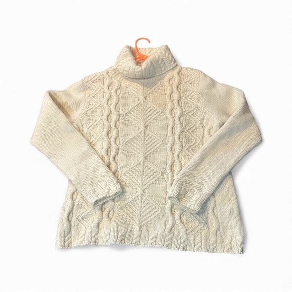 VTG Paul James England Fisherman Chunky Knit Turtleneck 100% Wool Sz XL Woman's - Picture 1 of 6